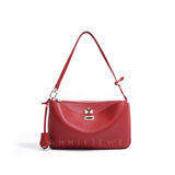 Women's Red Leather Shoulder Bag Medium Leather Shoulder Bag With Zipper 