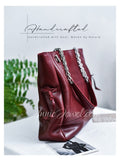 details of Genuine Leather Quilted Tote Bag Chain Strap Leather Tote Bag With Pouch Set Womens - Annie Jewel