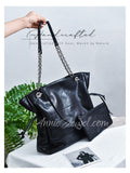 Real Leather Quilted Shoulder Bag With Chain Handle Quilted Leather Handbag Chain Strap Womens - Annie Jewel