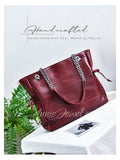 Real Leather Quilted Shoulder Bag With Chain Handle Quilted Leather Handbag Chain Strap Womens - Annie Jewel