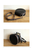 Genuine Leather Round Bag Round Leather Crossbody Bag 