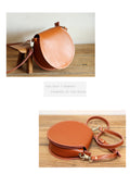 Genuine Leather Round Bag Round Leather Crossbody Bag 