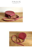 Genuine Leather Round Bag Round Leather Crossbody Bag 