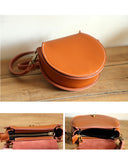 Genuine Leather Round Bag Round Leather Crossbody Bag 