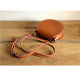 Genuine Leather Round Bag Round Leather Crossbody Bag 