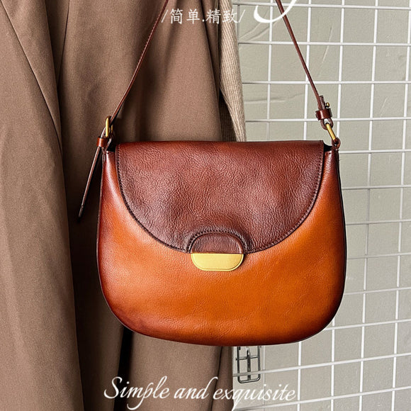 Genuine Leather Saddle Bag Purse Leather Saddle Crossbody Bag 