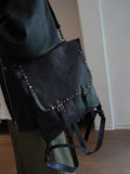 Rivet Small Brown Leather Backpack Womens Genuine Leather Satchel Backpack 