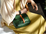 Women's Genuine Leather Satchel Crossbody Bag green Satchel purse