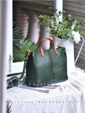 green Leather Satchel Handbag the leather small tote bag leather tote handbags womens