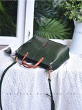 Genuine Leather Satchel Handbags Women's Green Satchel Bag