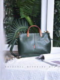 green Leather Satchel Handbag leather tote handbags womens