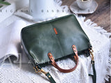 green Leather Satchel Handbag the leather small tote bag leather tote handbags womens