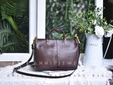 Genuine Leather Satchel Handbags Women's brown leather Satchel bag