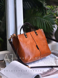 tan leather tote handbag Ladies Satchel Handbags