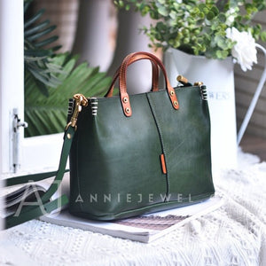 Genuine Leather Satchel Handbags Women s Green Satchel Bag