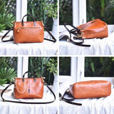 Genuine Leather Satchel Handbags Women's brown leather Satchel purse