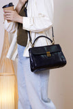 Black Genuine Leather Trapezoid Bag Satchel Bags For Ladies