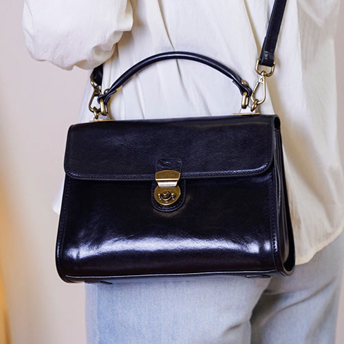 Women's Genuine Leather Trapezoid Handbag Satchel Bags