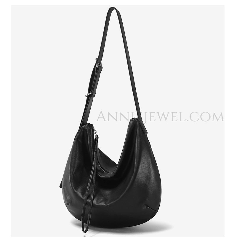 Black Leather Hobo Shoulder Bag Genuine Leather Shoulder Bag Hobo