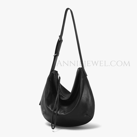 Black Leather Hobo Shoulder Bag Genuine Leather Shoulder Bag Hobo Womens