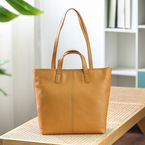 Genuine Leather Tan Solid Mediem Tote For Women