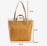 Tan Genuine Leather Medium Tote For Ladies