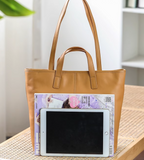 Tan Genuine Leather Medium Tote For Ladies