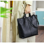 Genuine Leather black Solid Medium Tote For Women