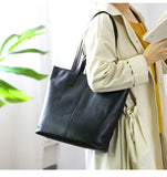 Black Genuine Leather Medium Tote For Women