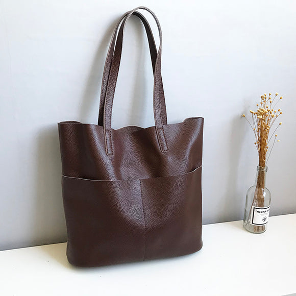 Soft Brown Leather Purse Chocolate Brown Tote Bag Dark Brown Leather Tote Womens 