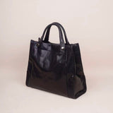 Womens black Leather Handbag Genuine Leather Tote Bag With Shoulder Strap - Annie Jewel