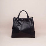 Womens black Leather Handbag Genuine Leather Tote Bag With Shoulder Strap - Annie Jewel
