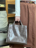Womens brown Leather Handbag Genuine Leather Tote Bag With Shoulder Strap - Annie Jewel