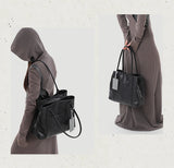Black Leather Tote Bag Genuine Leather Tote Bag With Zipper For Womens