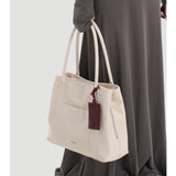 beige Leather Tote Bag Genuine Leather Tote Bag With Zipper For Womens