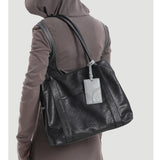 Black Leather Tote Bag Genuine Leather Tote Bag With Zipper For Womens