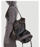 dark brown Leather Tote Bag Genuine Leather Tote Bag With Zipper For Womens