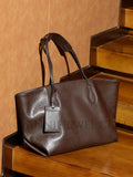 Womens brown Leather Tote Bag With Zipper Soft brown Leather Purse