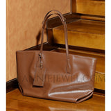 Womens brown Leather Tote Bag With Zipper Soft brown Leather Purse