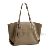 Womens gray Leather Tote Bag With Zipper Soft gray Leather Purse