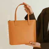 Womens Tan Leather Handbag Small Leather Tote Bag With Shoulder Strap 