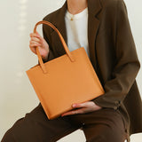 Womens tan leather tote bag Small Leather Tote Bag With Shoulder Strap 