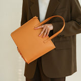 Genuine Leather Tote Handbags Orange Leather Tote Bag Medium Leather Tote Womens