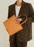 Womens tan leather tote handbag Small Leather Tote Bag With Shoulder Strap 