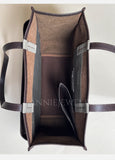 Genuine Leather Work Tote Bag With Leather Trim Clear Display Window Front Pocket Bag