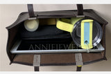 Genuine Leather Work Tote Bag With Leather Trim Clear Display Window Front Pocket Bag