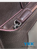 Genuine Leather Work Tote Bag With Leather Trim Clear Display Window Front Pocket Bag