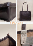 Genuine Leather Work Tote Bag With Leather Trim Clear Display Window Front Pocket Bag