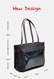 Genuine Leather Work Tote Bag With Leather Trim Clear Display Window Front Pocket Bag