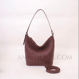 Brown Woven Leather Bag Genuine Leather Woven Bag Leather Woven Shoulder Bag Womens - Annie Jewel
